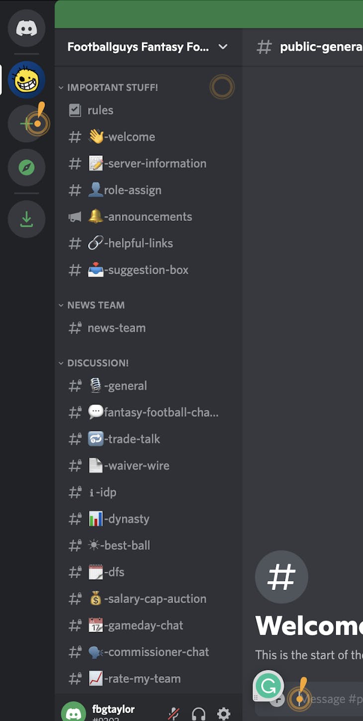 Guide to the Footballguys Discord Server Footballguys