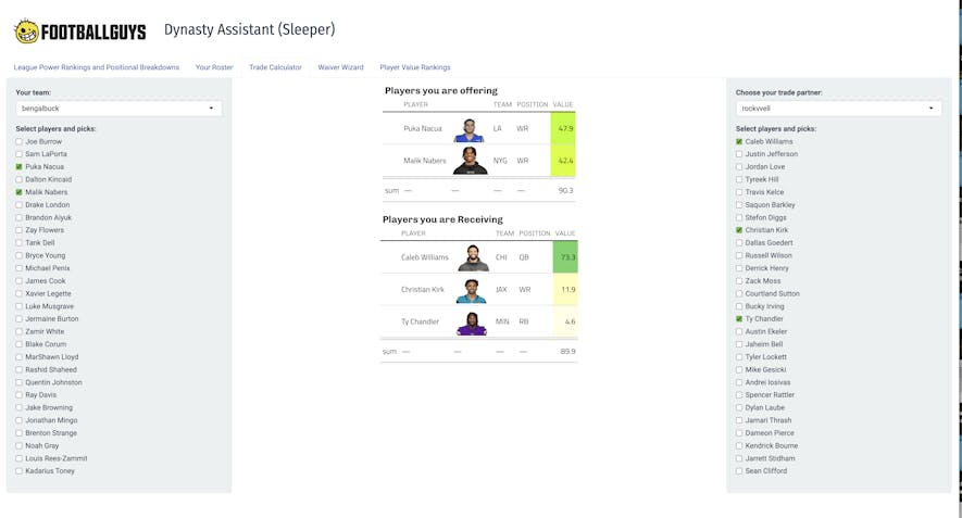 dynasty assistant sleeper trade calculator