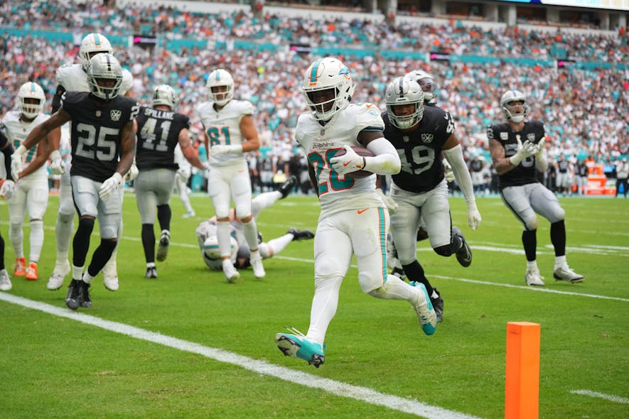 © Jim Rassol-Imagn Images, de'von achane, running back rankings, footballguys,