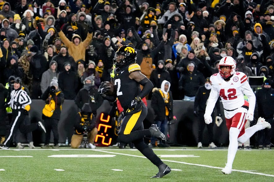 © Julia Hansen/Iowa City Press-Citizen / USA TODAY NETWORK via Imagn Images, kaleb johnson, running back rankings, footballguys,