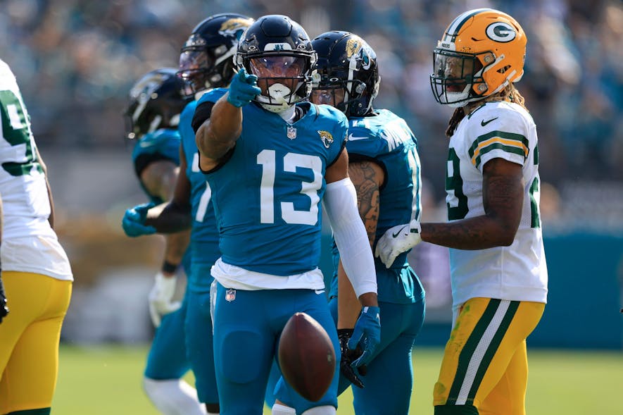 © Corey Perrine/Florida Times-Union / USA TODAY NETWORK via Imagn Images sleeper wr