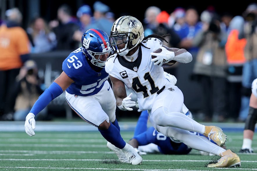 © Brad Penner-Imagn Images, running backs rankings, alvin kamara, footballguys,