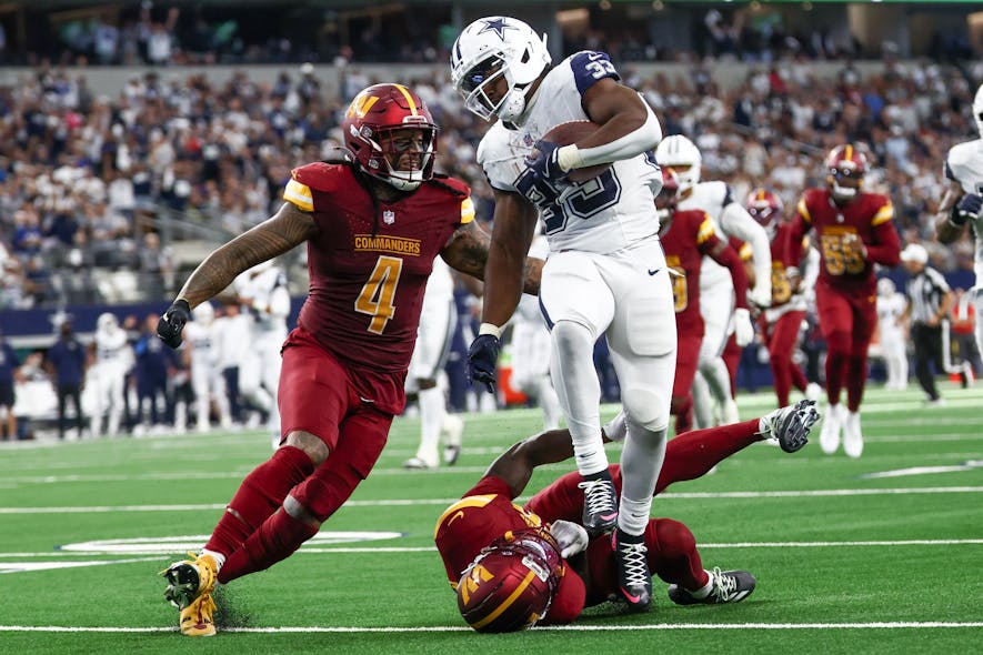 © Kevin Jairaj-Imagn Images, javonte williams, rest of season rankings, fantasy football, footballguys,