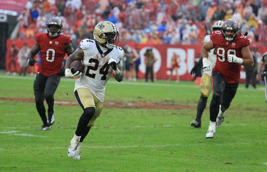 © Kim Klement Neitzel-Imagn Images, rest of season rankings, devin neal, devin neal fantasy, fantasy football, footballguys,