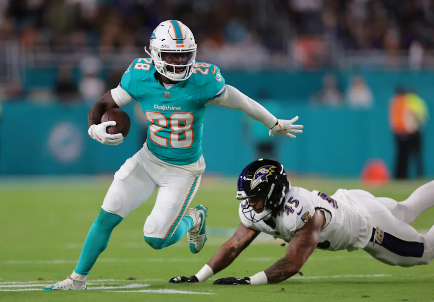 &copy; Sam Navarro-Imagn Images DeVon Achane Miami Dolphins