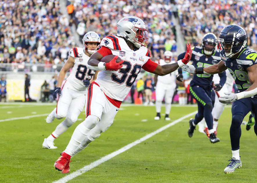 &copy; Mark J. Rebilas-Imagn Images Rhamondre Stevenson New England Patriots