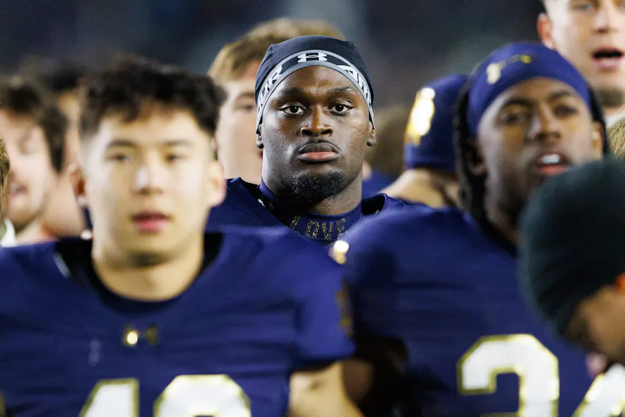 &copy; MICHAEL CLUBB/SOUTH BEND TRIBUNE / USA TODAY NETWORK via Imagn Images, jeremiyah love titans, footballguys, jeremitah love,