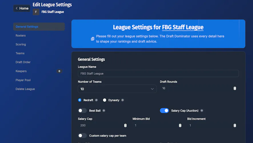 Draft Dominator Salary Cap 
