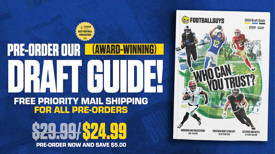 Pre-order your 2026 Footballguys Draft Guide today!